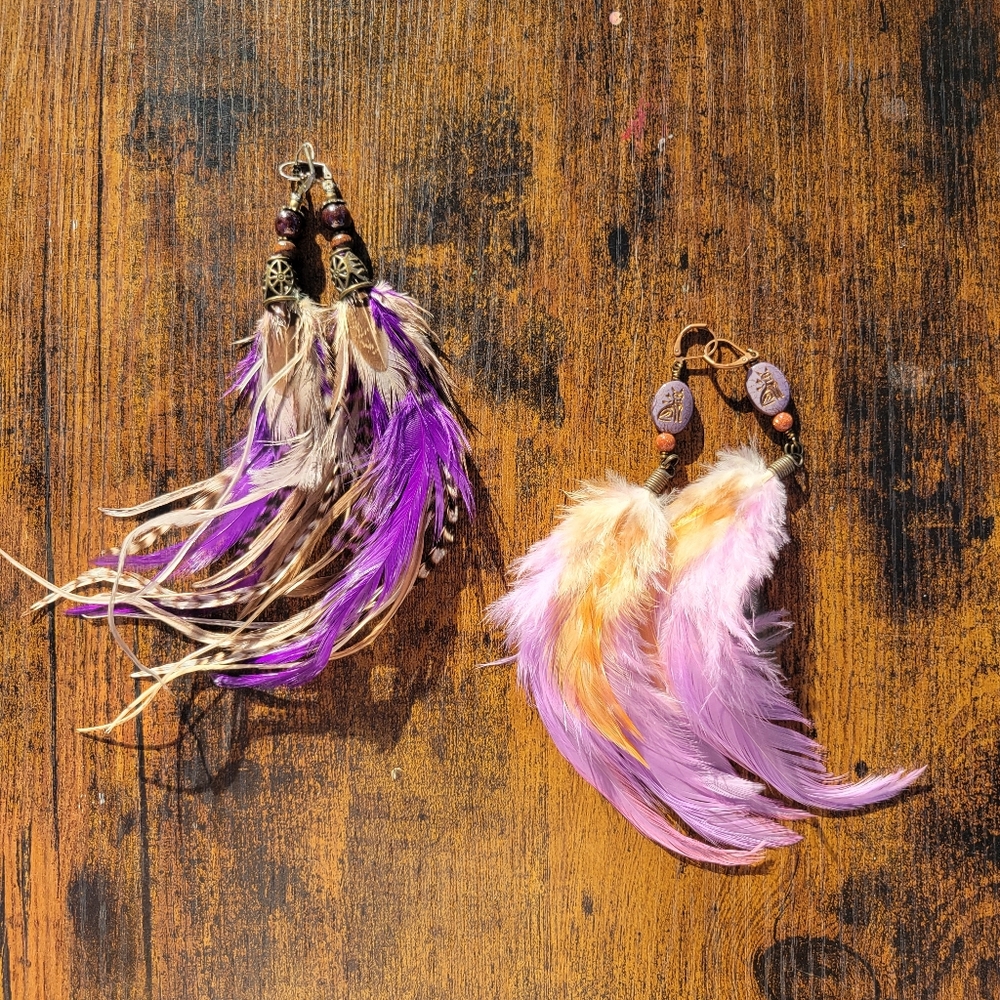 Boho Feather Earrings Set